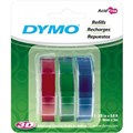 DYMO 1741671 EMBOSSING LABELLING TAPE 9MM X 3M GLOSSY ASSORTED PACK 3