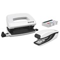 LEITZ NEXXT WOW STAPLER AND PUNCH SET MINI WHITE