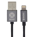 MOKI SYNCHARGE BRAIDED CABLE USBA TO LIGHTNING 900MM GUNMETAL GREY