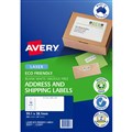 AVERY 959127 L7163EV ECO FRIENDLY LABELS LASER 14UP WHITE PACK 20