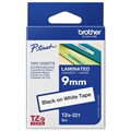 BROTHER TZE221 LAMINATED LABELLING TAPE 9MM BLACK ON WHITE