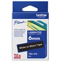 BROTHER TZE315 LAMINATED LABELLING TAPE 6MM WHITE ON BLACK
