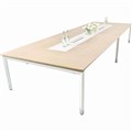 OBLIQUE HEIGHT ADJUSTABLE BOARDROOM TABLE 3600 X 1600 X 720MM SNOW MAPLE