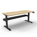 RAPIDLINE BOOST CRANK SINGLE SIDED WORKSTATION WITH CABLE TRAY 1200 X 750 D X 705MM NATURAL OAK TOP AND BLACK SATIN FRAME