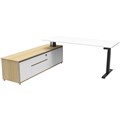RAPIDLINE BOOST PLUS EXECUTIVE HEIGHT ADJUSTABLE WORKSTATION LHC 1800 X 750MM NATURAL WHITEBLACK