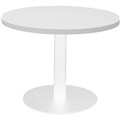 RAPIDLINE CIRCULAR COFFEE TABLE 600 X 425MM NATURAL WHITE TABLE TOP  WHITE POWDER COAT BASE