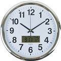 ITALPLAST WALL CLOCK WITH LCD DISPLAY 430MM WHITE  CHROME