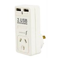 ITALPLAST POWER SINGLE ADAPTOR WITH SURGE PROTECTION  2 X USB WHITE