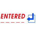 DESKMATE PREINKED MESSAGE STAMP ENTERED AND DATE BLUERED