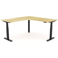OLG AGILE ELECTRIC TRIPLE 3 COLUMN WORKSTATION LH 1800 X 1800 X 750MM BLACK FRAME NEW OAK TOP