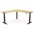 OLG AGILE ELECTRIC TRIPLE 3 COLUMN WORKSTATION RH 1800 X 1800 X 750MM BLACK FRAME NEW OAK TOP