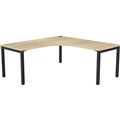 OLG AXIS SINGLE SIDED 90 DEGREE WORKSTATION LEFT HAND RETURN 1800 X 1800 X 750MM BLACK FRAME NEW OAK TOP