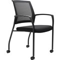 URBIN 4 LEG MESH BACK ARMCHAIR CASTORS BLACK FRAME BLACK SEAT